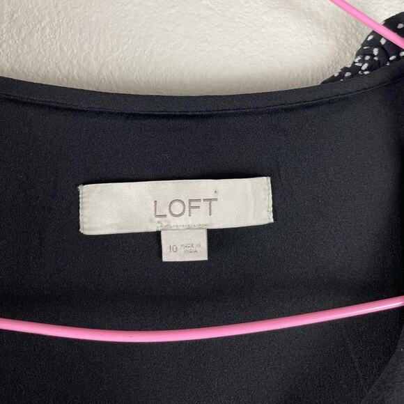 LOFT floral split neck ruffle hem polka dot mini dress - Picture 3 of 7